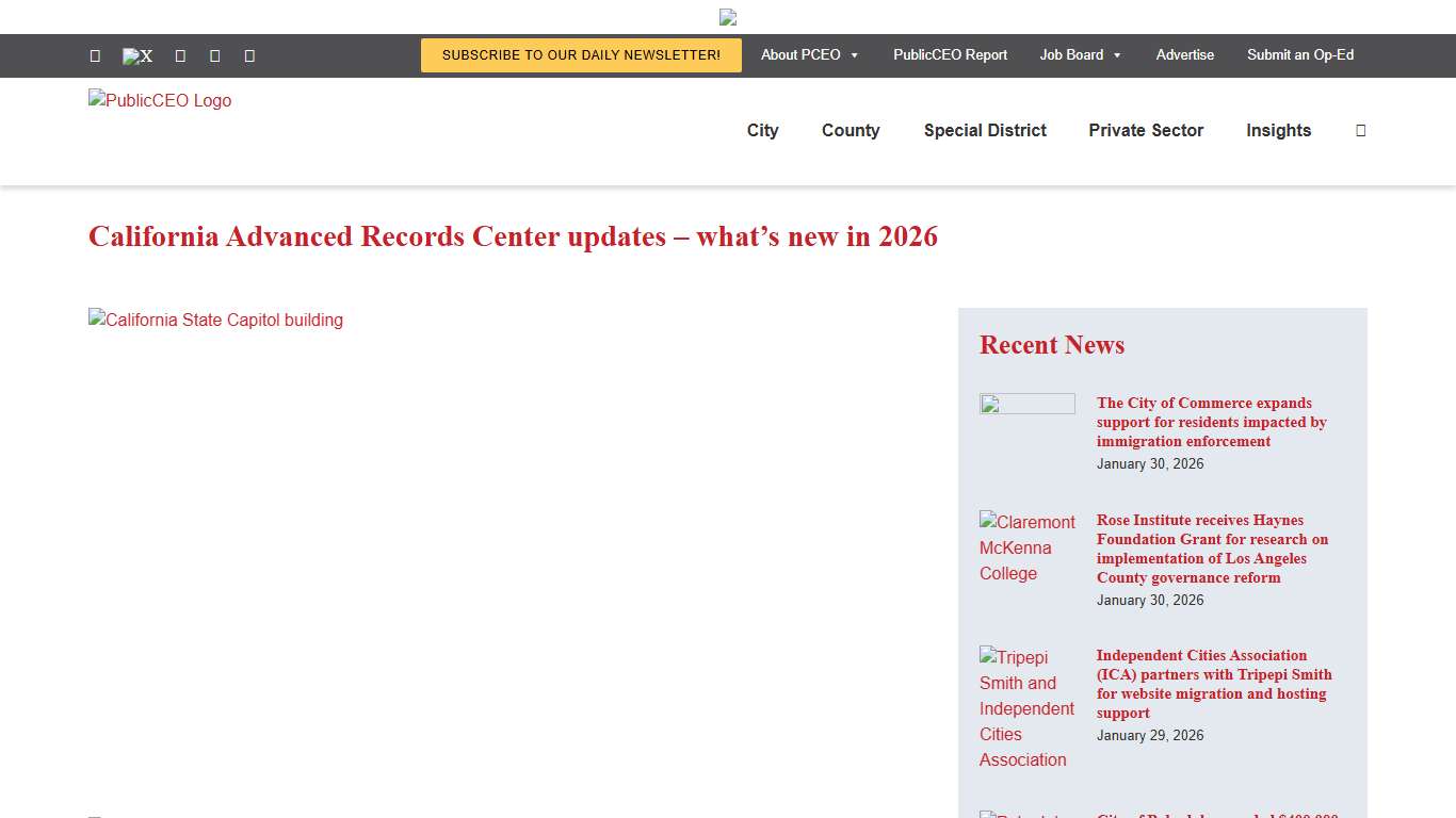 California Advanced Records Center updates – what’s new in 2026 - PublicCEO