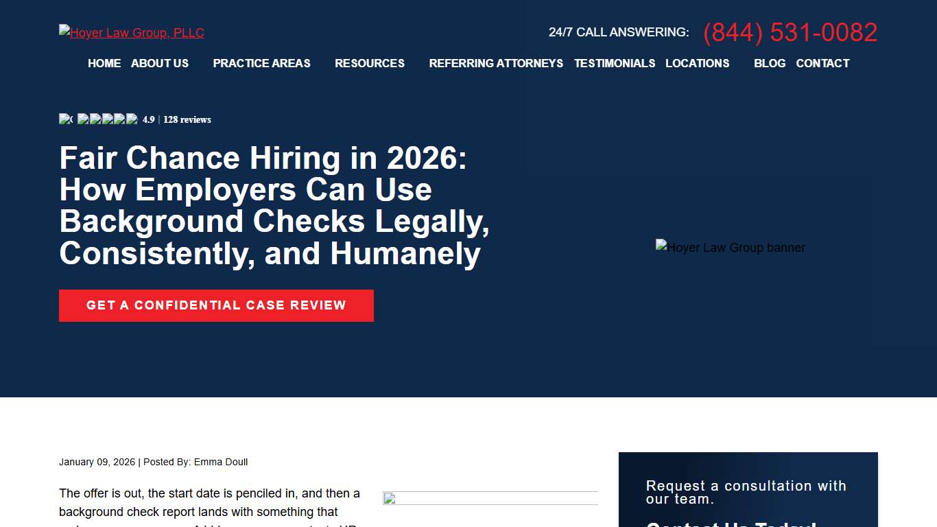 Fair Chance Hiring in 2026: How Employers Can Use Background Checks Legally, Consistently, and Humanely - Hoyer Law Group, PLLC