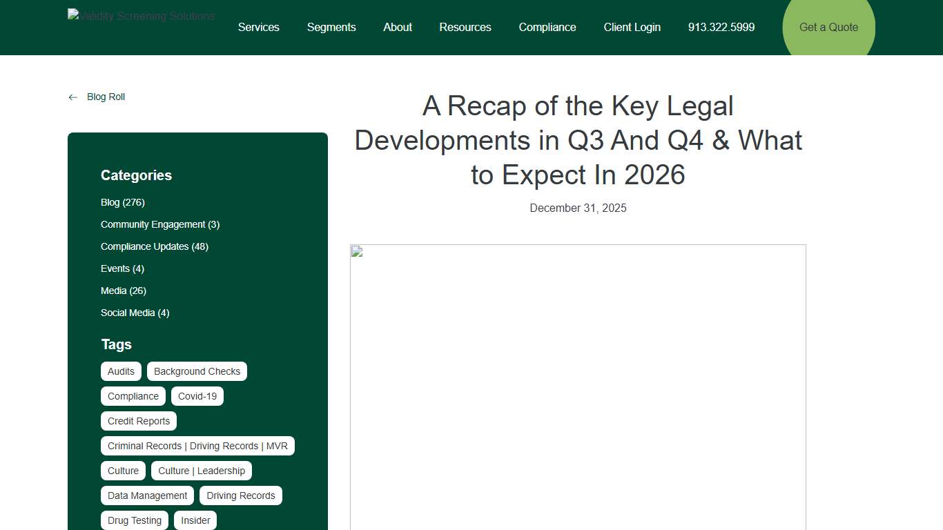 A Recap of the Key Legal Developments in Q3 And Q4 & What to Expect In 2026 - Validity Screening Solutions